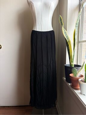 anne klein noir mesh maxi skirt